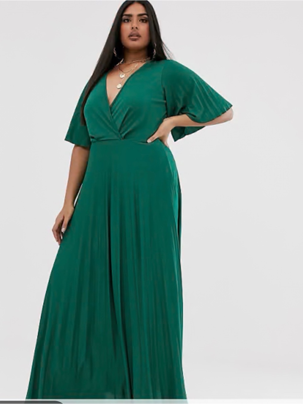 ASOS Emerald Green V-Neck Wrap Maxi Dress